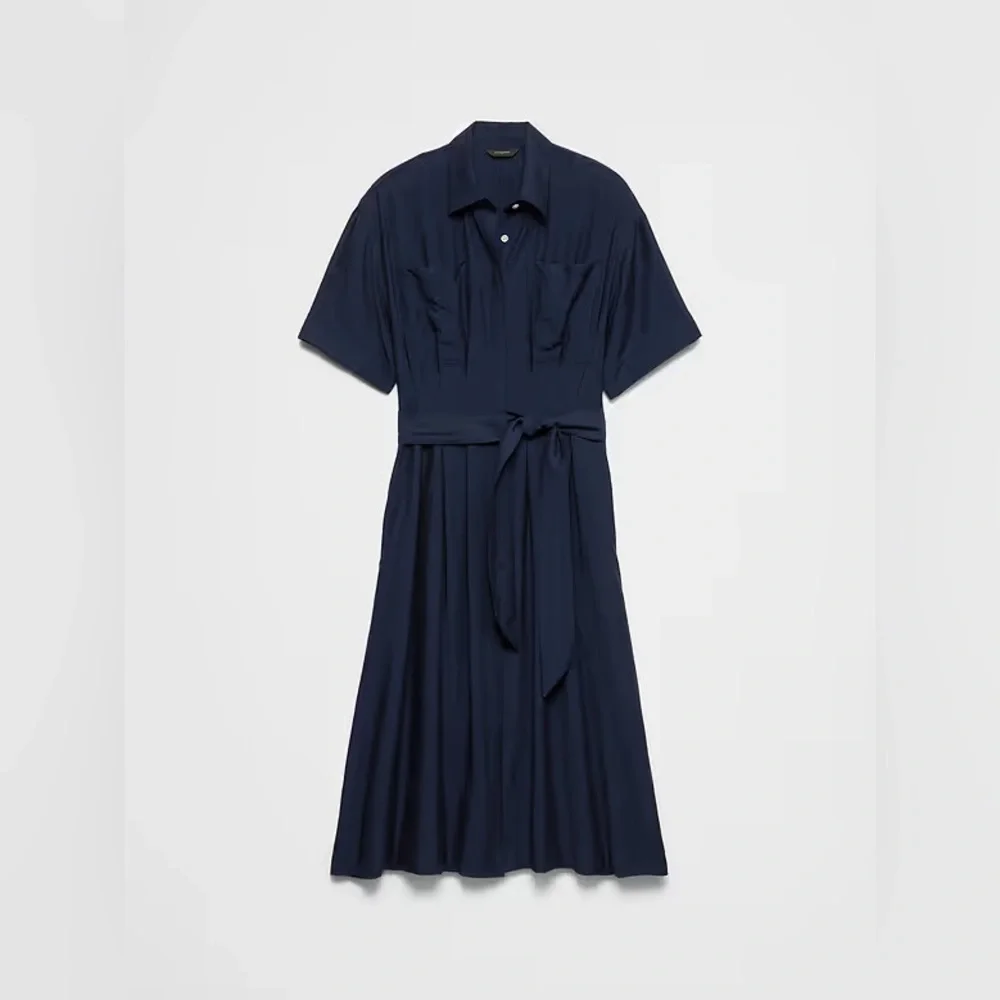 NWT! Banana Republic Navy Pleated Midi Shirtdress -  🎻